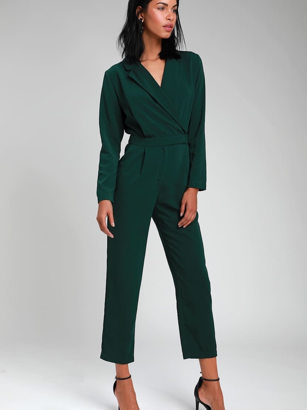 re:named Dark Emerald Wrap Jumpsuit